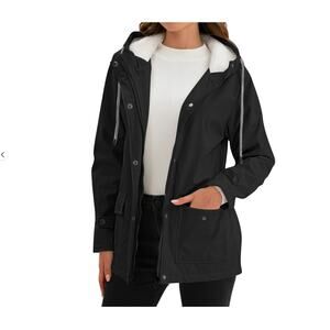 Rosvigor Womens Sherpa Fleece Rain Jacket Windproof Parka Coat with Hood 2XL